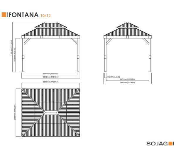 Sojag Pavillon Fontana 10x12, inkl.