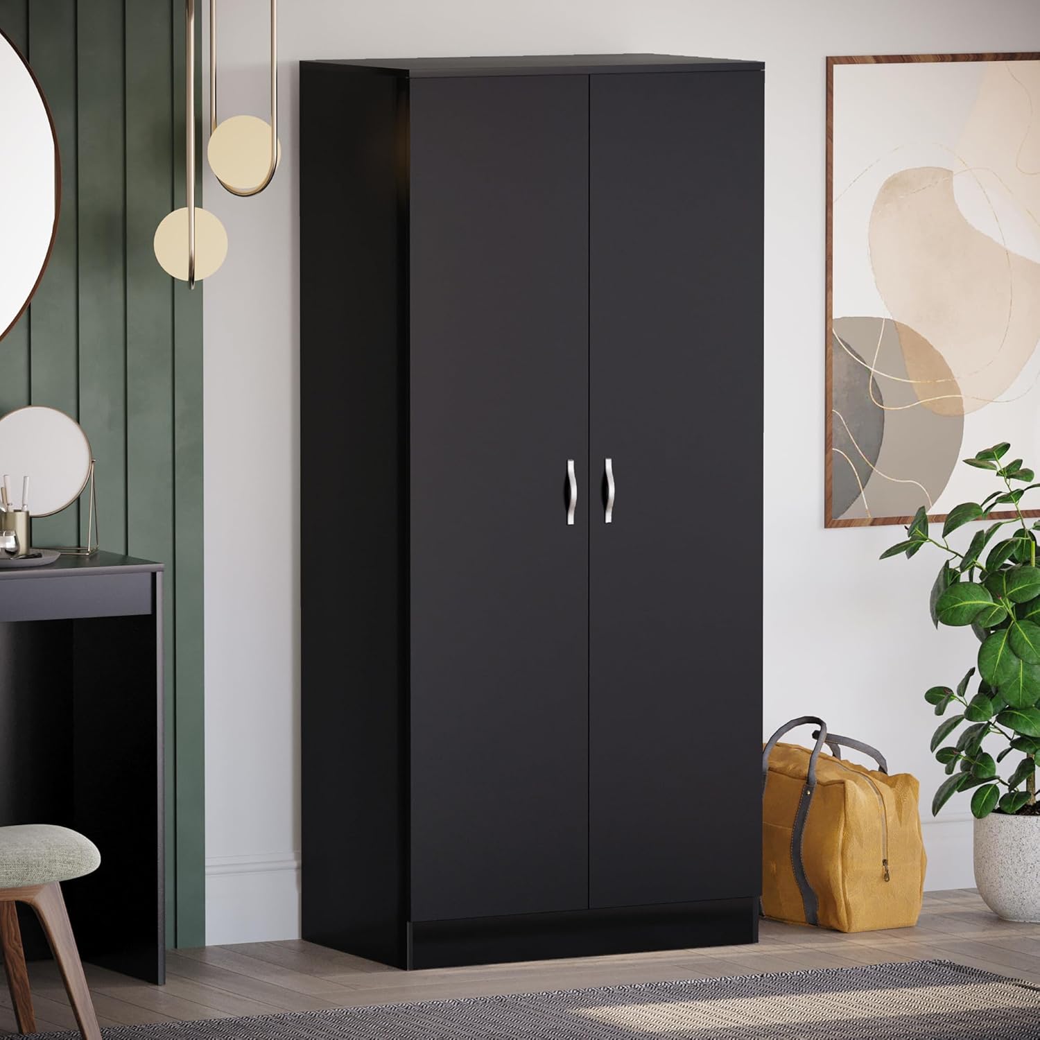 Vida Designs Riano Kleiderschrank mit 2 Türen, Schwarz (2)