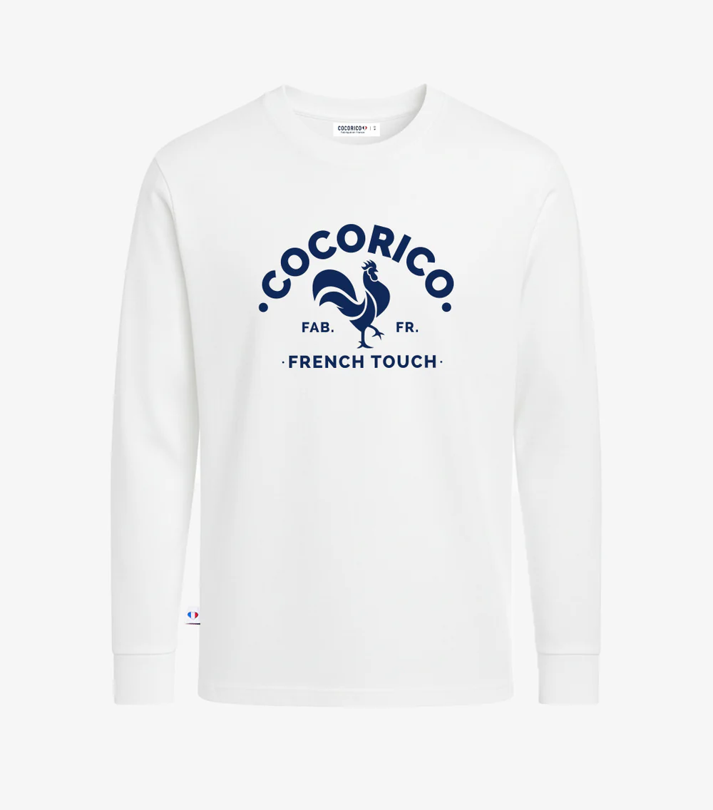 T-shirt Manches Longues Homme Blanc - Coq Français