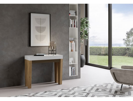ITAMOBY - Console extensible spimbo mix 90x40/300cm frêne blanc/chêne