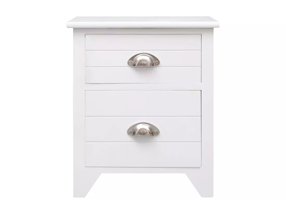 Table de chevet 2 pcs avec 2 tiroirs Blanc