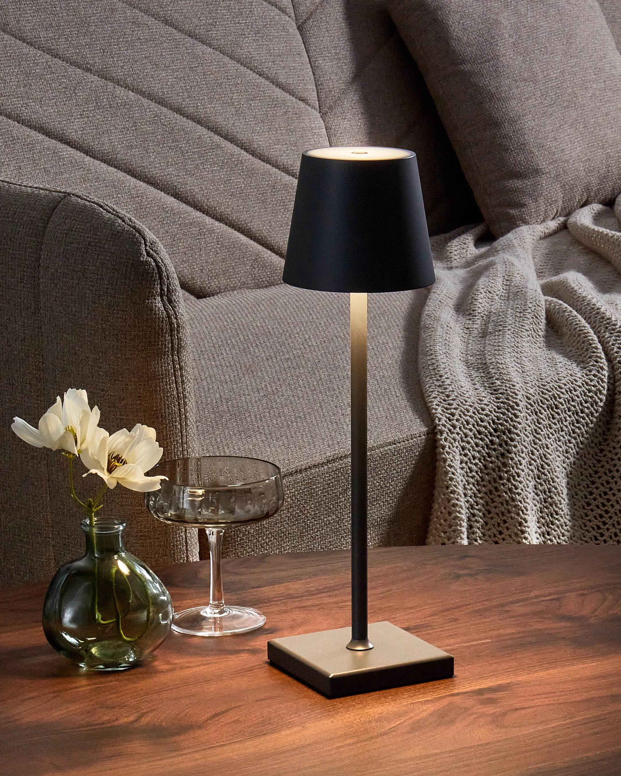 LED draadloze tafellamp BACEIRO met dimmer Metaal Donkergrijs