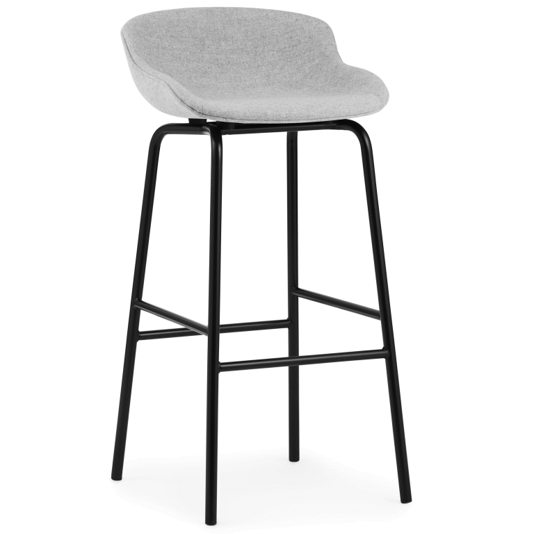 Normann Copenhagen Hyg gestoffeerde barkruk 75cm staal Ultra Leather Brandy