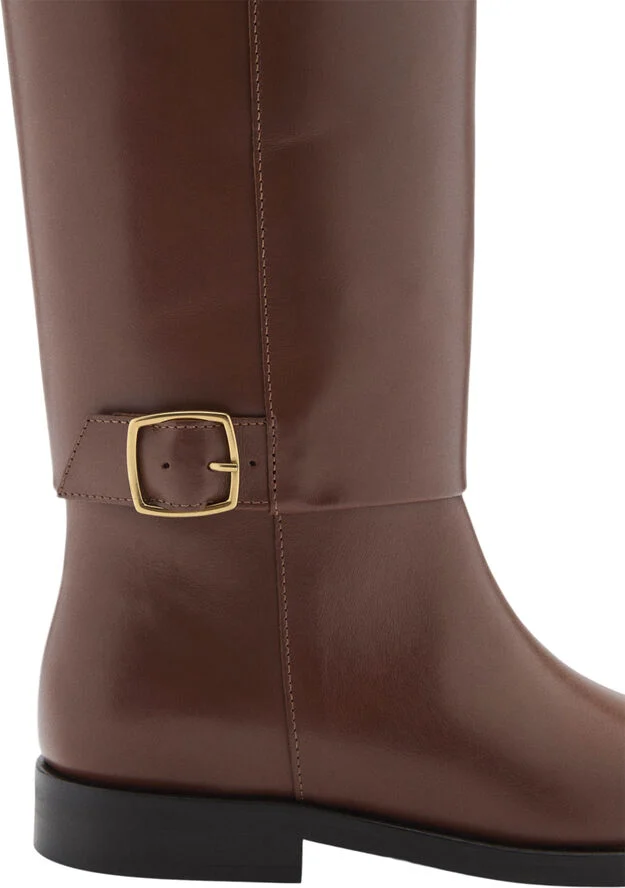 MANGO Leather boots with decorative buckl Cg