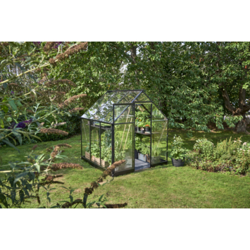 Tuinkas Royal Well Qube 66 zwart gecoat met 3mm veiligheidsglas