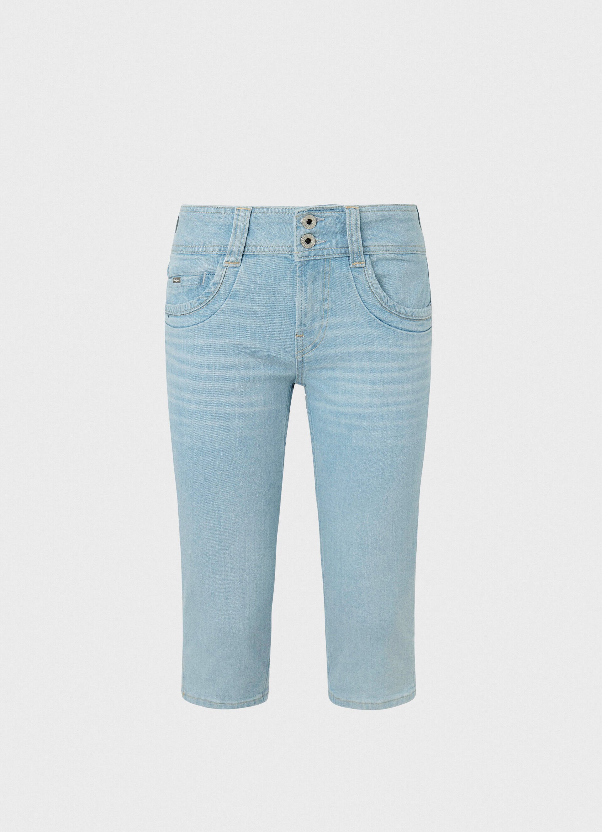 CALÇA JEANS CURTA 3/4 CORTE REGULAR - jeans