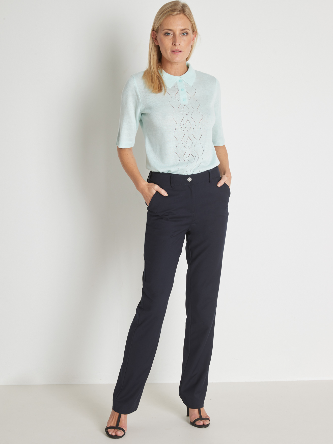 Pantalon ceinture réglable coupe droite