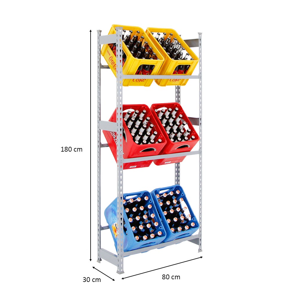 PROREGAL Drankkratplank, Big Camel, HxBxD 180 x 80 x 30 cm, Grijs
