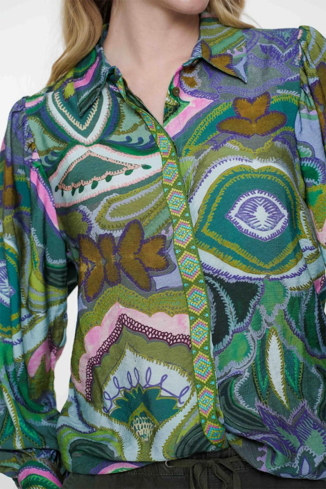 Geisha groene dames blouse