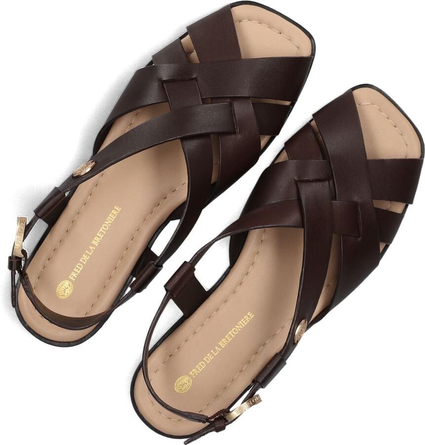 FRED DE LA BRETONIERE Sandalen met Hak Dames Gitel Cross Maat: 40 Materiaal: Leer Kleur: Bruin