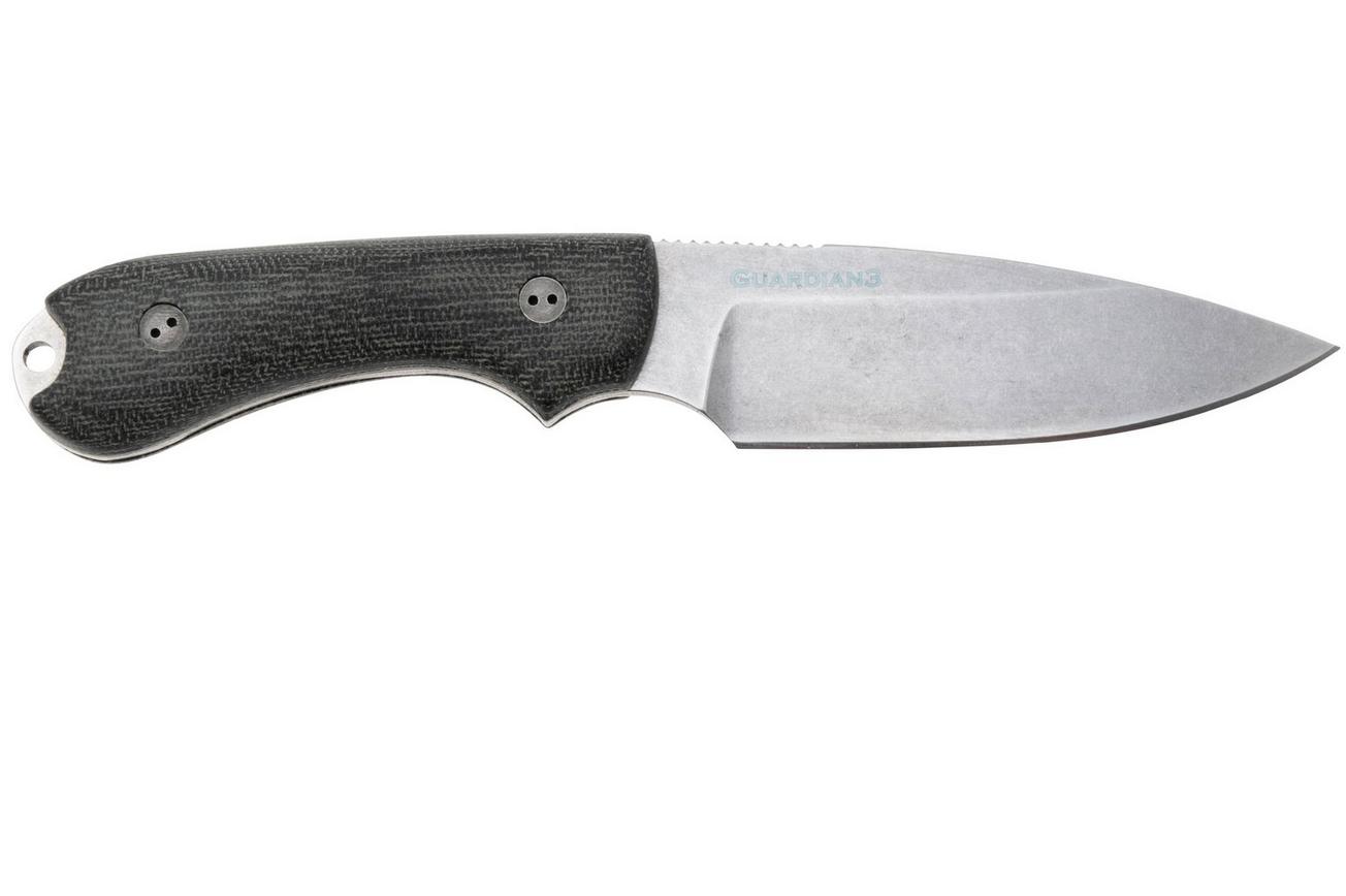 Bradford Knives Guardian 3, CPM-Magnacut High Hardness, Sabre Grind, Stonewashed Finish, 3D Black Micarta, vaststaand mes