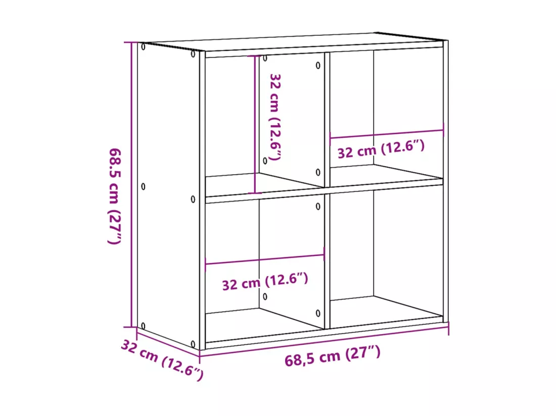 Bibliothèque blanc 68,5x32x68,5 cm bois d'ingénierie