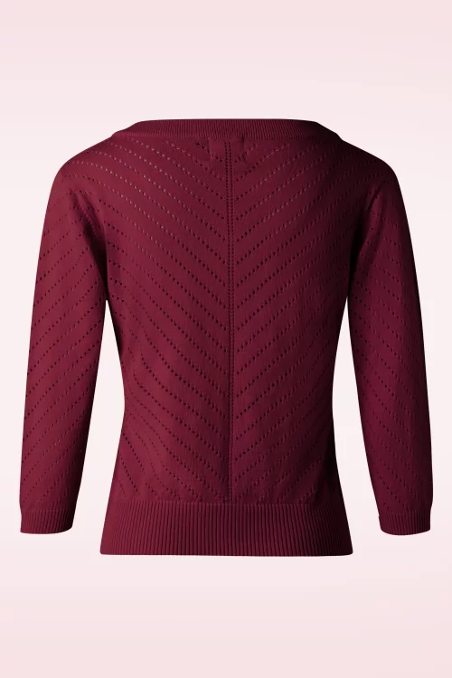Banned Retro Charlie Chevron-topje in Bordeaux