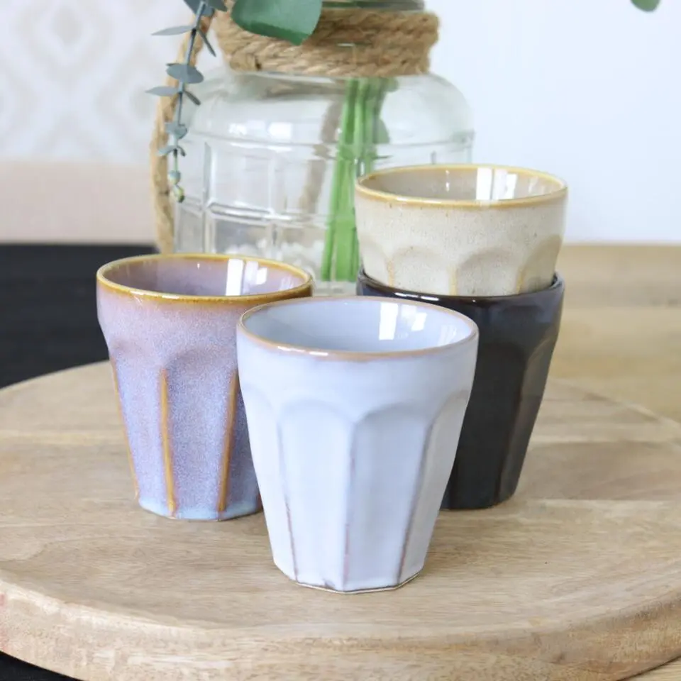 OTIX Koffie Kopjes 4 Stuks 250 ml Zonder Oor Koffietassen Porselein Hittebest...