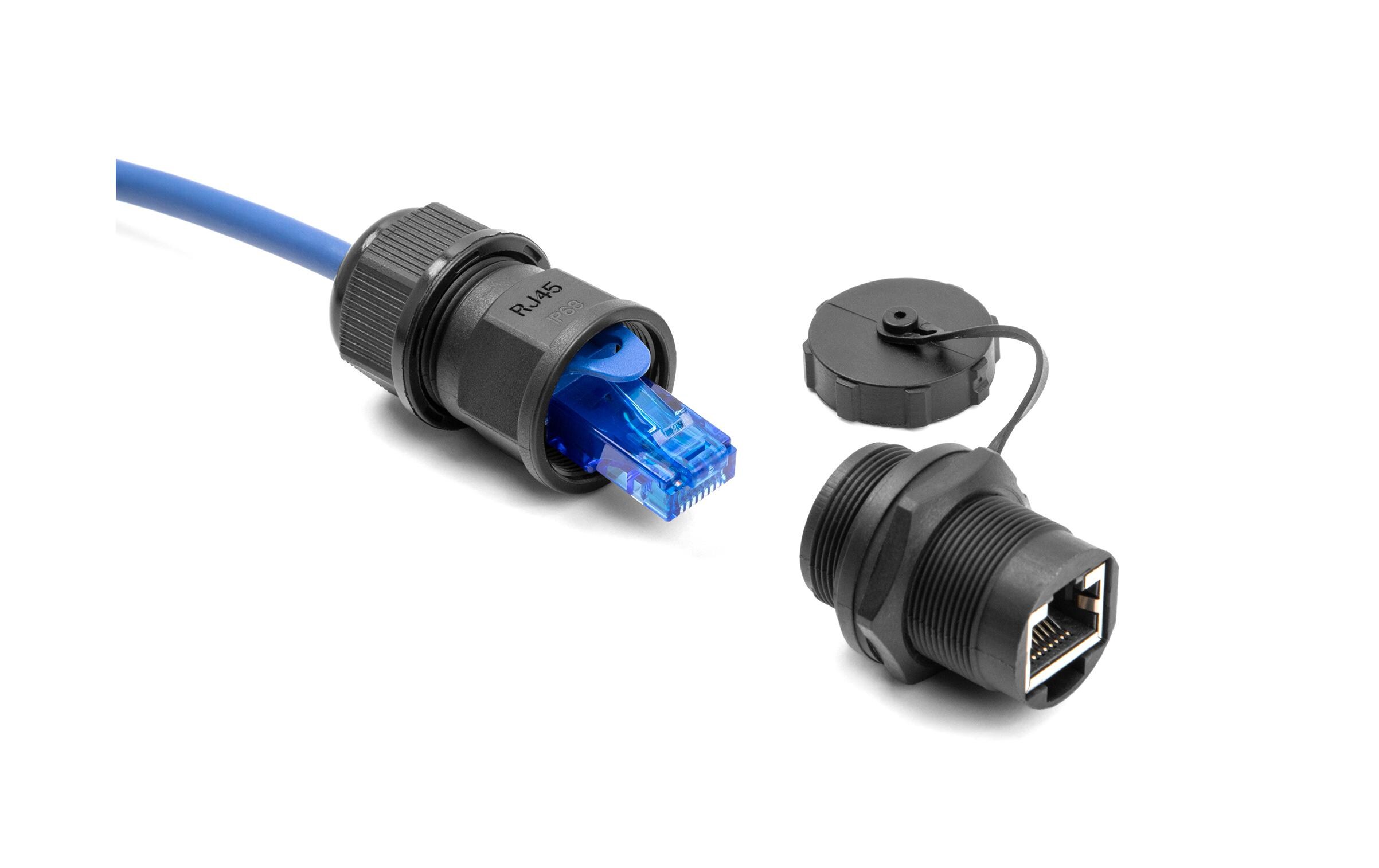 Kupplung RJ45 Cat.6A mit Verschlusskappe 1 StückDelock RJ45 Cat.6A Kupplung mit Verschlusskappe IP67 staub- und wasserdicht