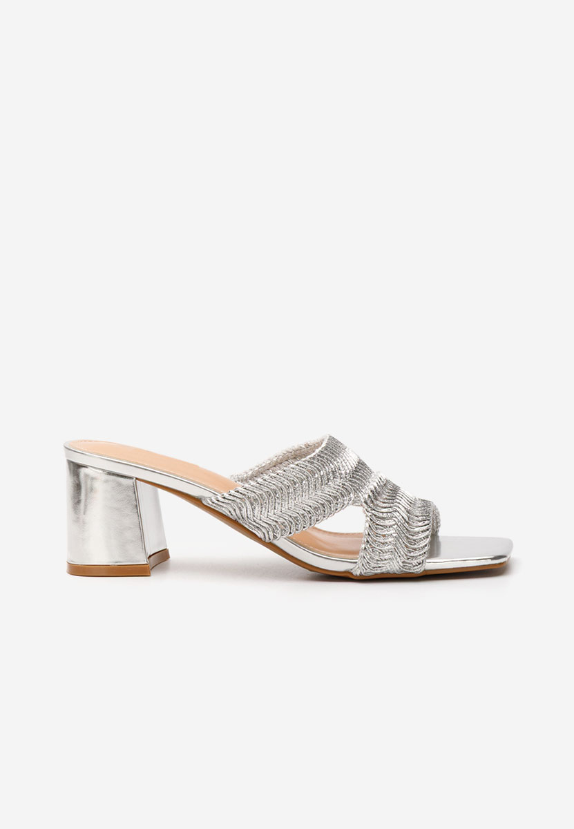 Mules à talon épais argent Nely