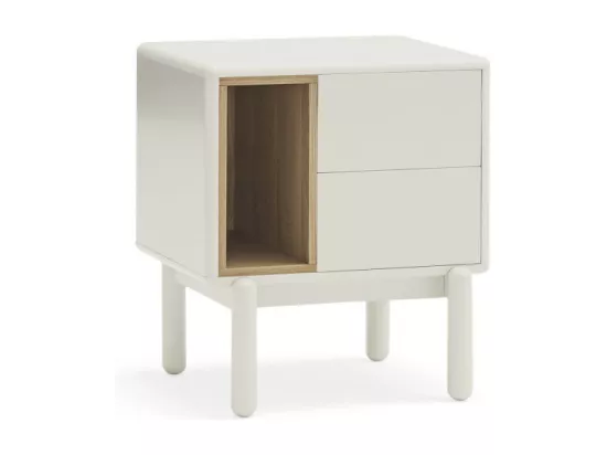 Corvo - Table de chevet en bois : Couleur - Blanc