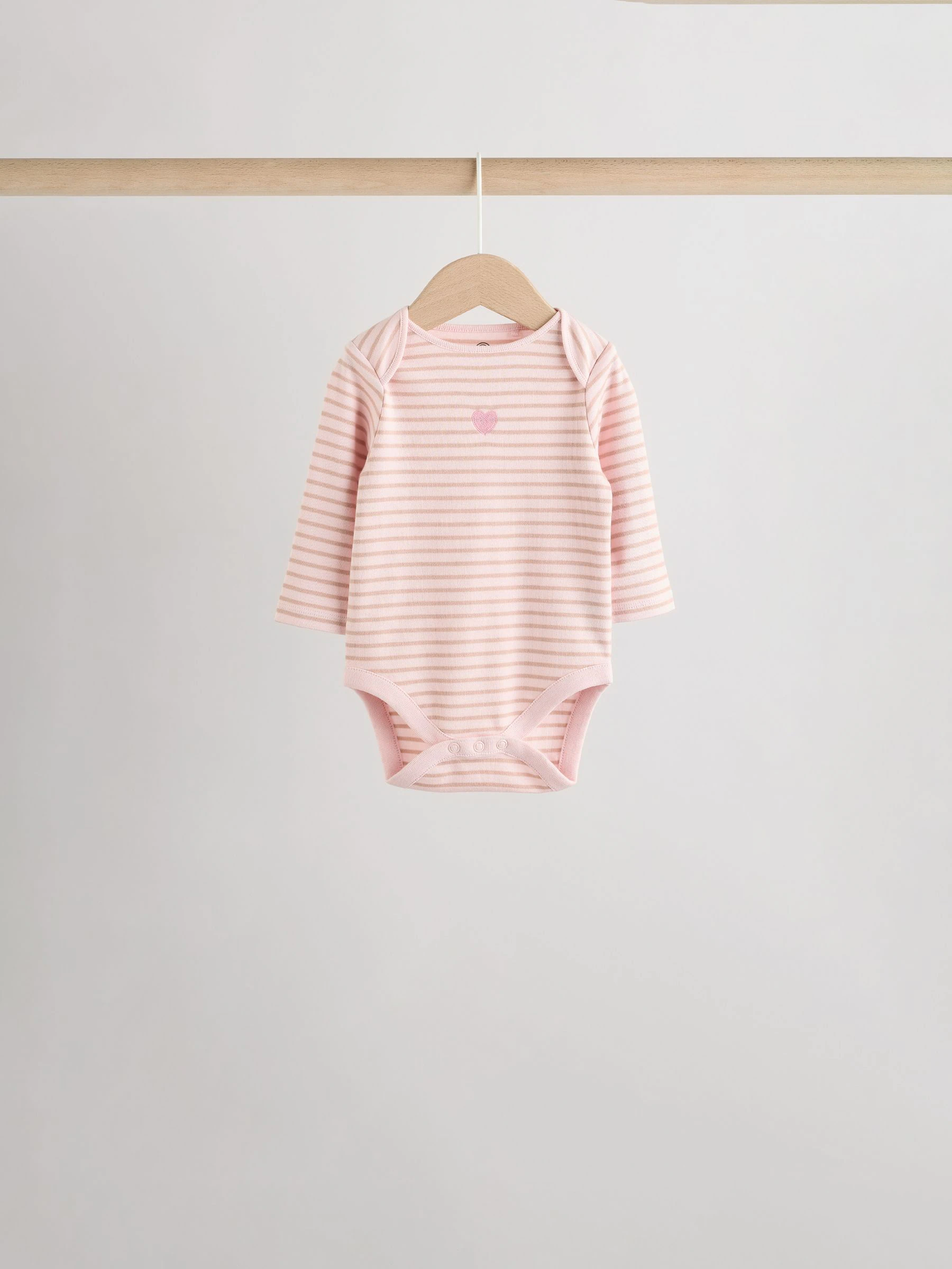 Roze - Set van 5 rompers met lange mouwen
