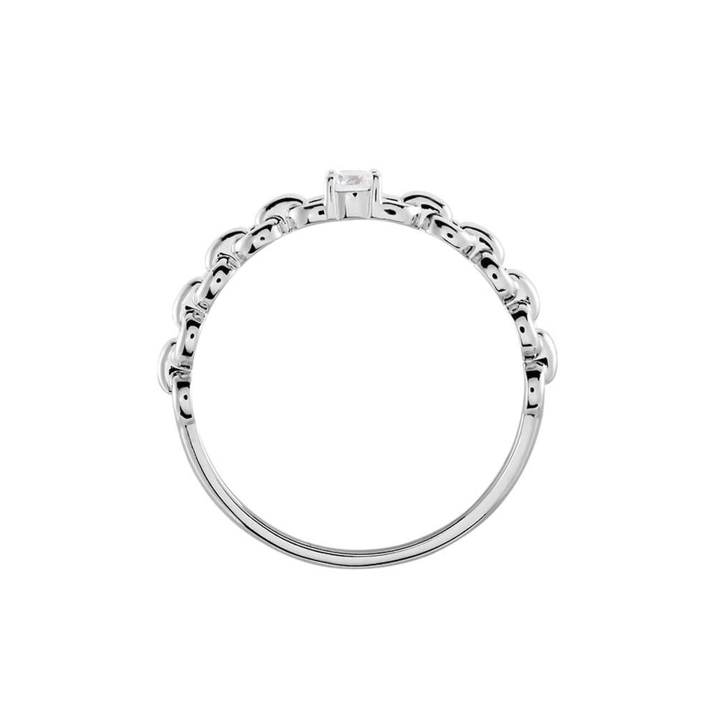 Bague Solitaire Moccus Argent Blanc Oxyde De Zirconium