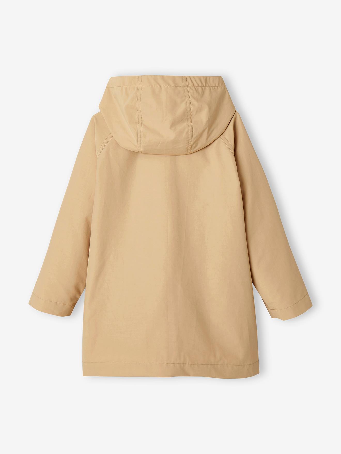 Casaco trench coat cáqui com capuz, perfeito para meia-estação, para meninas.