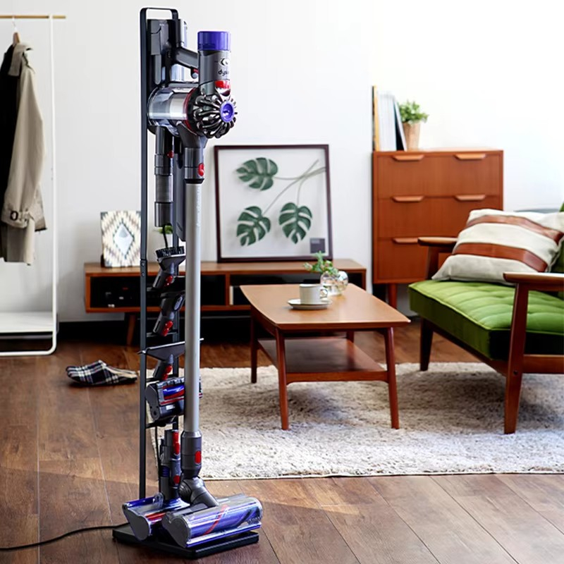 (127cm) Aluminium Akku Staubsauger Halterung Sauger Ständer für Dyson mit Rollen - Schwarz