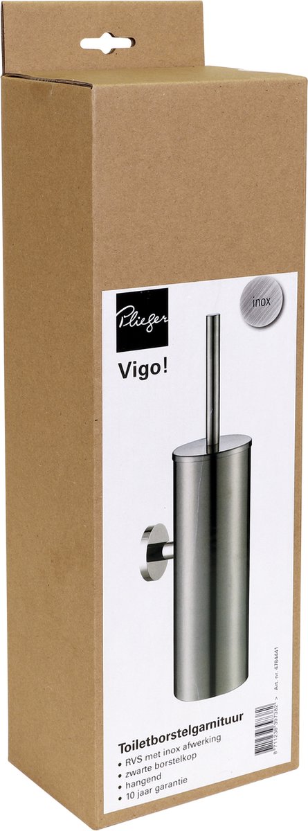 Plieger Vigo toiletborstel met deksel geborsteld chroom