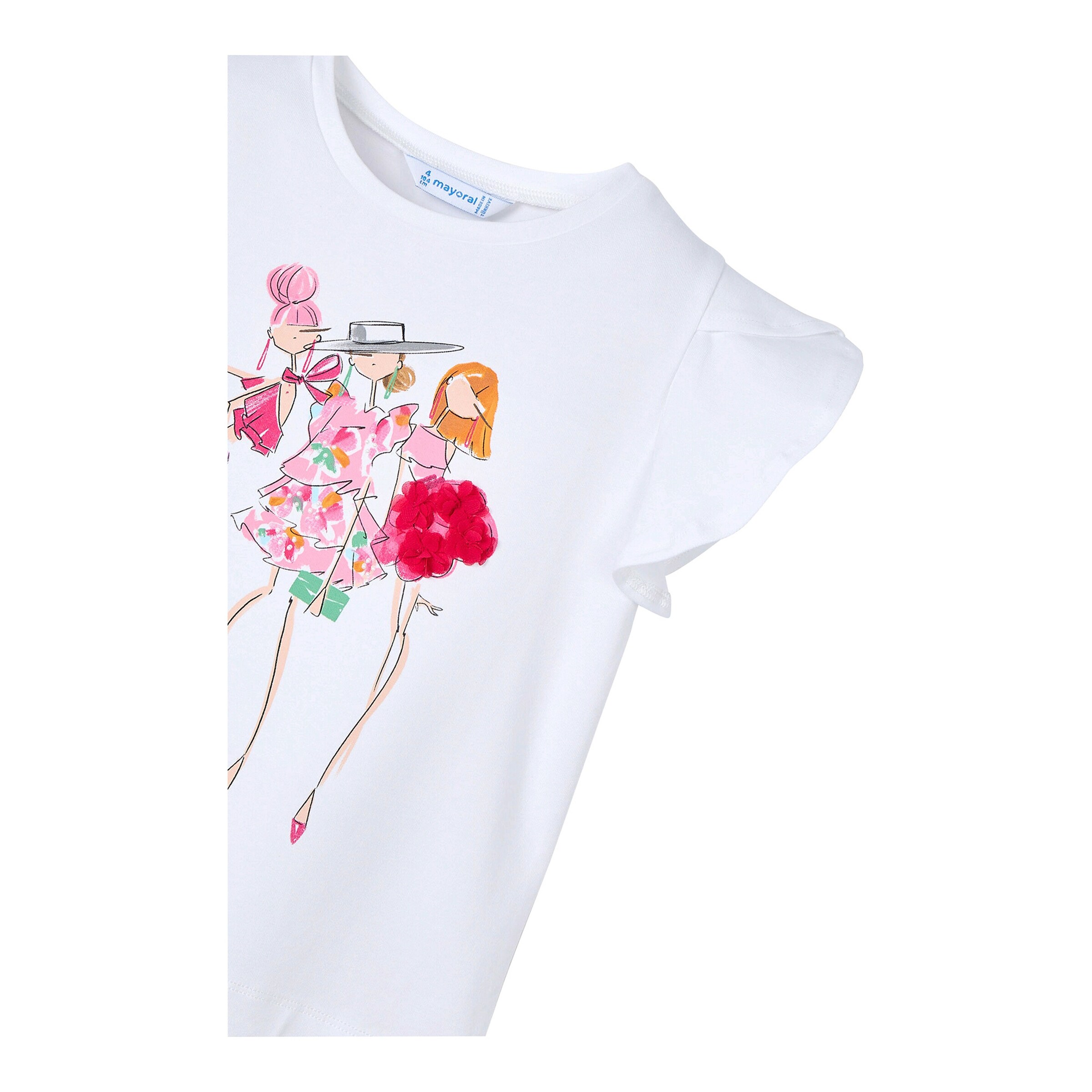 Mayoral T-Shirt Mädchen Pailletten Tüll weiß/bunt