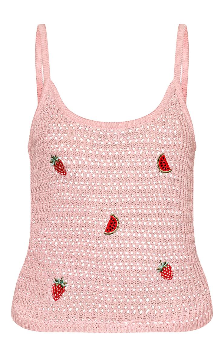 Rose Débardeur En Crochet Avec Détails Brodés