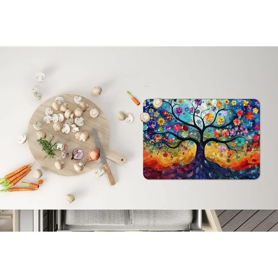 MuchoWow Placemat (6stuks) 45x30cm Boom Kleurrijk Bloemen