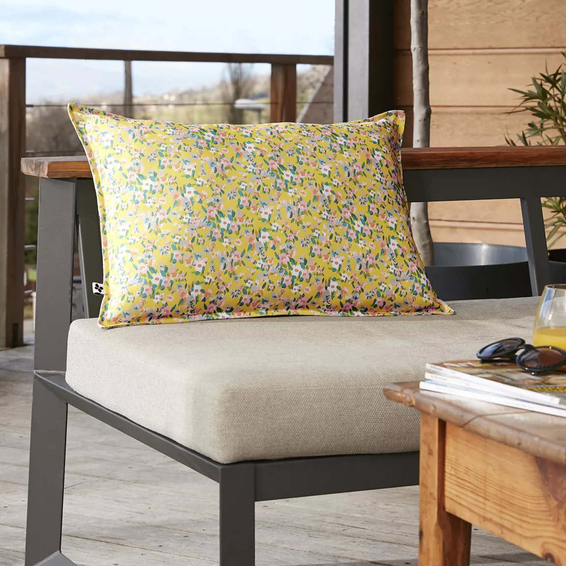 Housse de coussin extérieur rectangulaire (40 x 60 cm) Manon Jaune