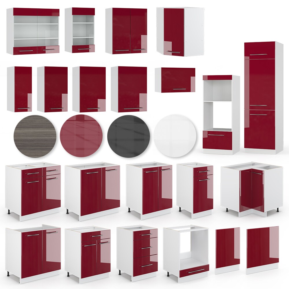 VICCO Unterschrank 80 cm Bordeaux Hochglanz Küchenschrank Hängeschrank Küchenzeile Fame-Line