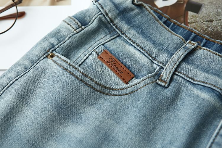 Krezol - Plus Size Hoge Taille Geknoopte Zoom Taps Toelopende Jeans