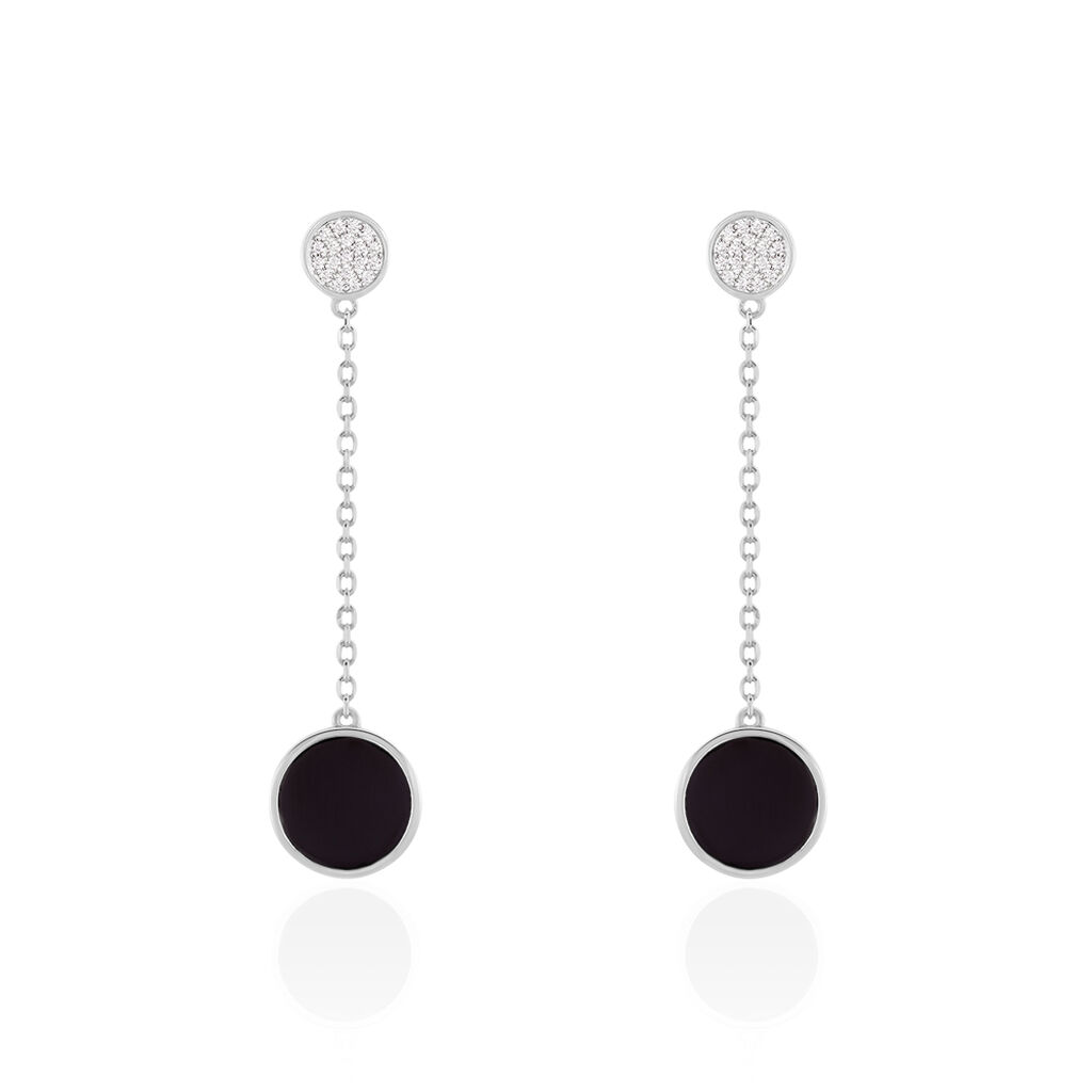 Boucles D'oreilles Pendantes Adonya Argent Céramique Et Oxyde