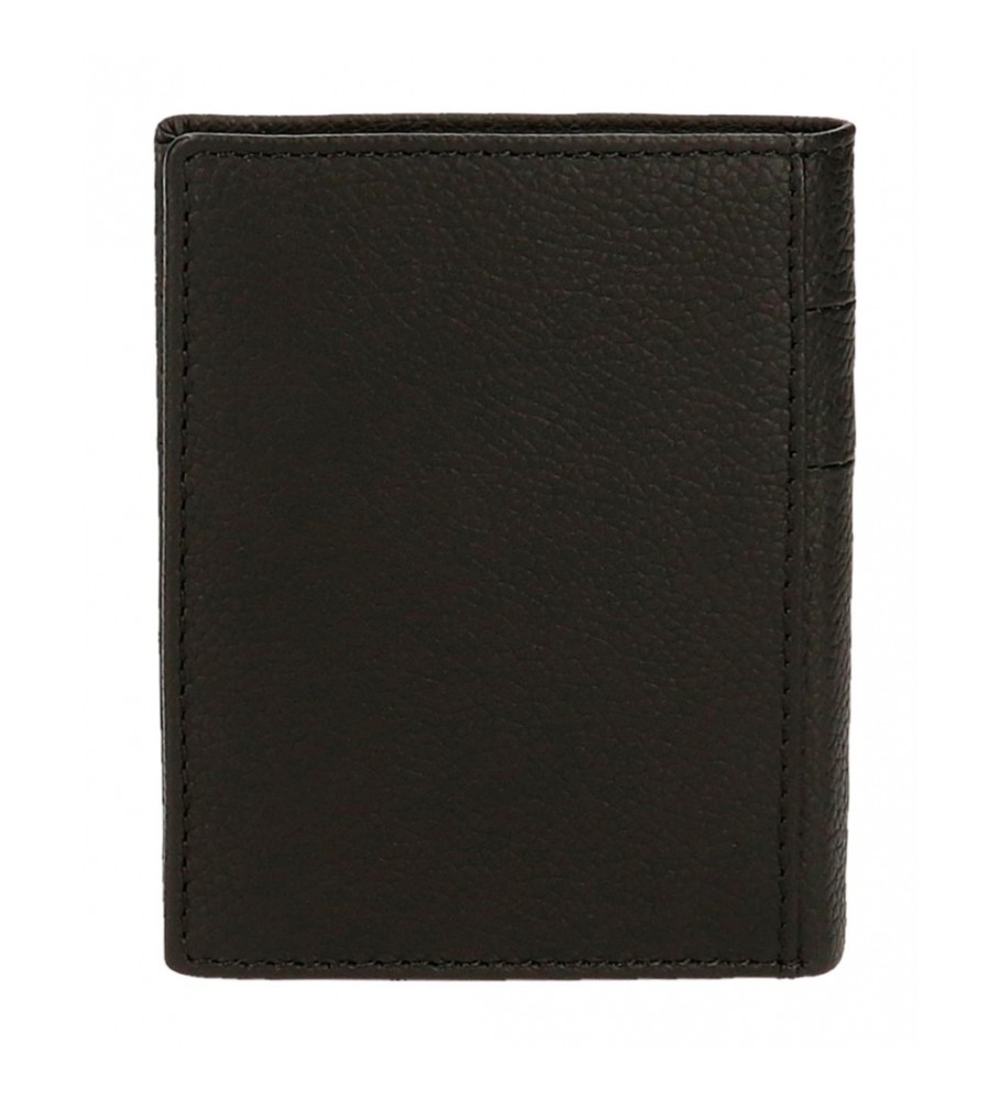 Carteira Pepe Jeans Vertical Checkbox em Couro Preta