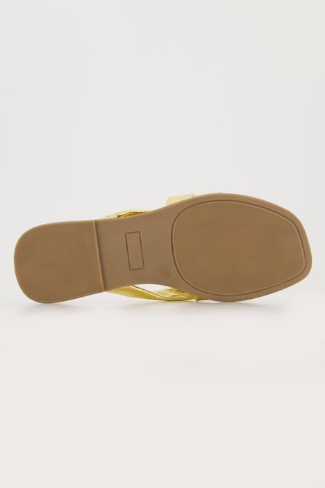 Leder-Pantoletten, Metallic-Riemen, Weite H