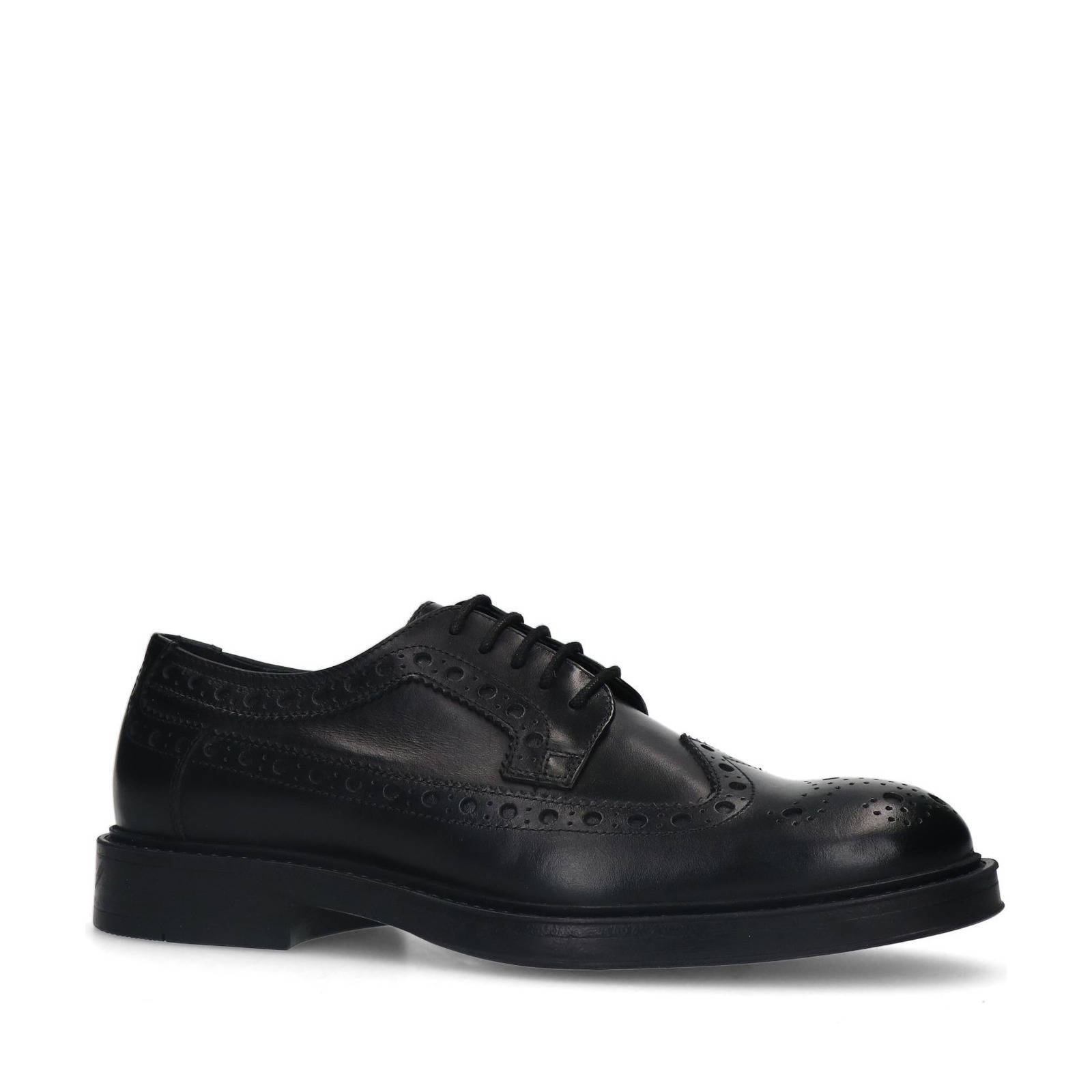 Manfield leren veterschoenen zwart