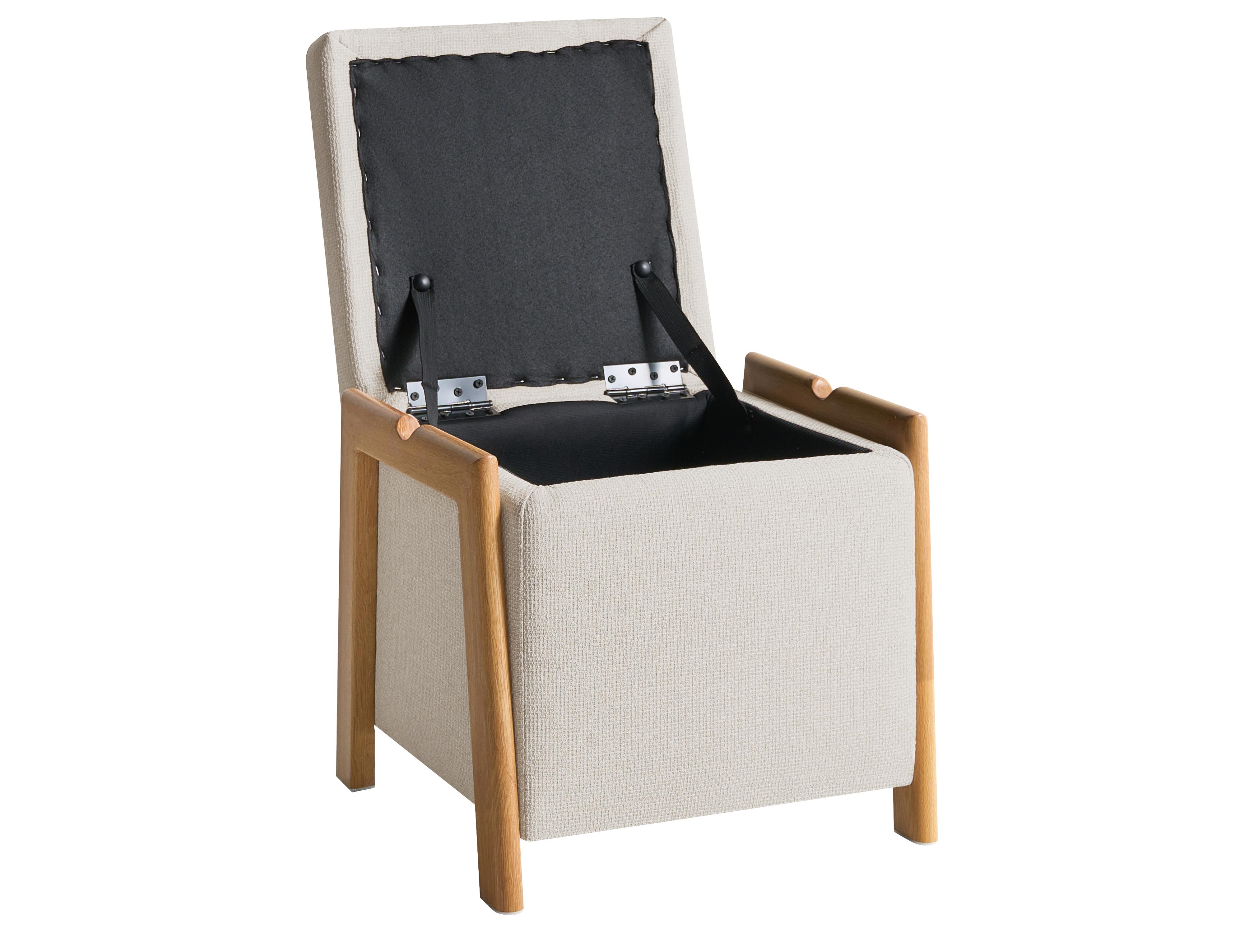 Poef met opbergruimte EDLAND Stof 45 cm 43 cm Lichtbeige