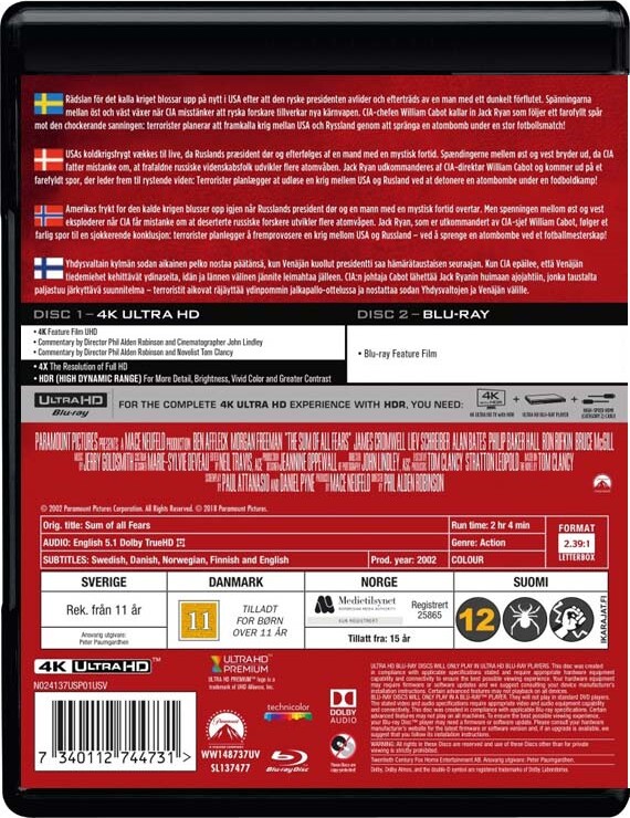 The Sum Of All Fears - 4K Ultra HD Blu-Ray