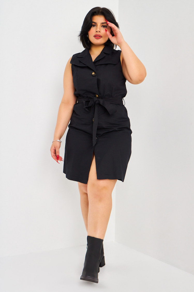 Robe saharienne noire sans manches