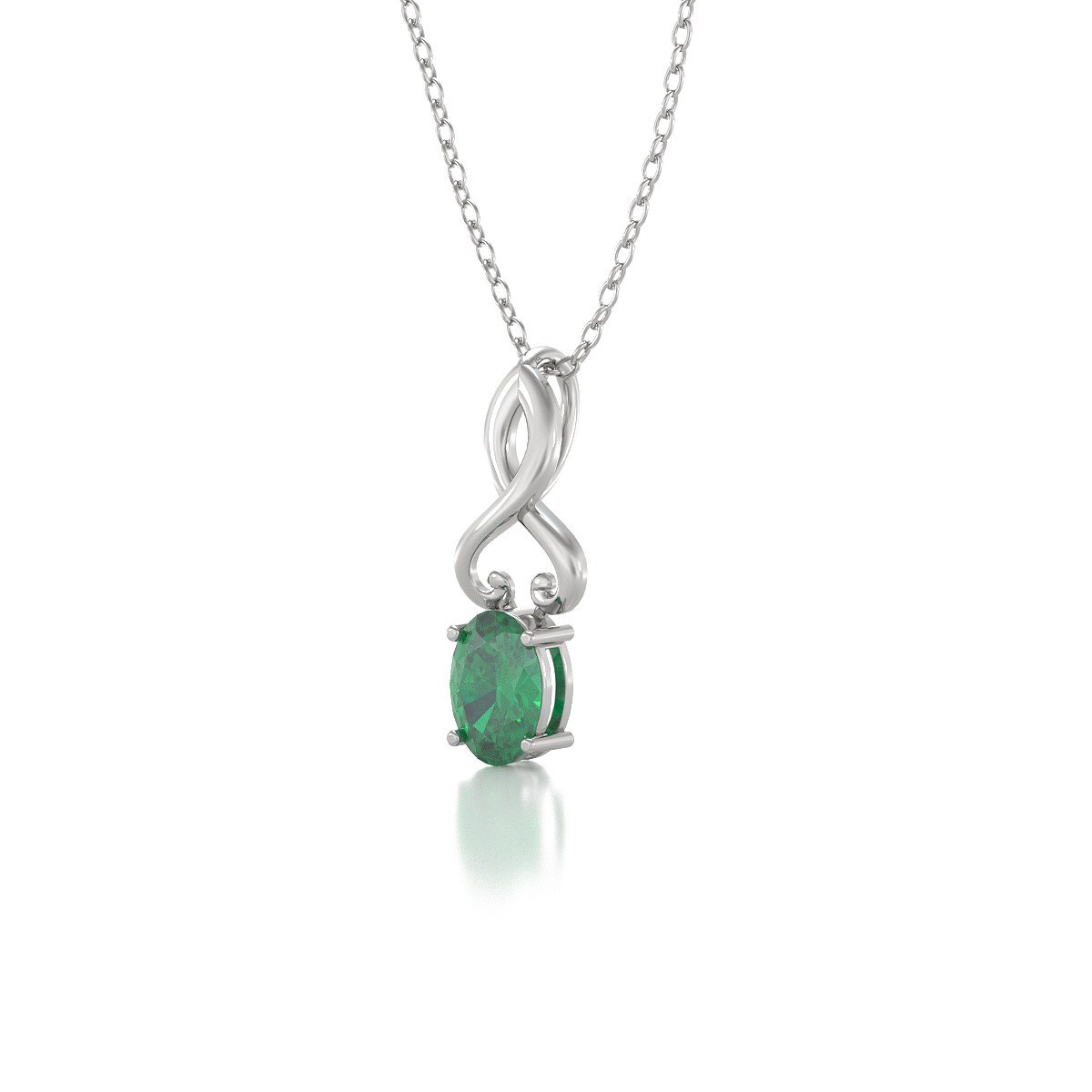 Collier Pendentif Or Blanc Emeraude - Fête des Mères Élégante et Raffinée | Aden