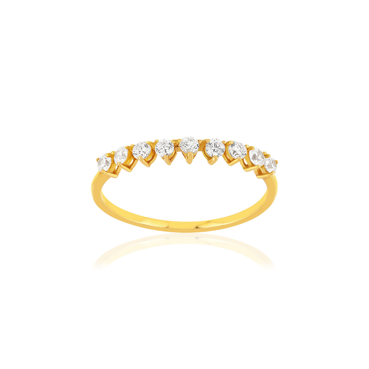 Bague demi tour or 375 jaune zirconias blancs