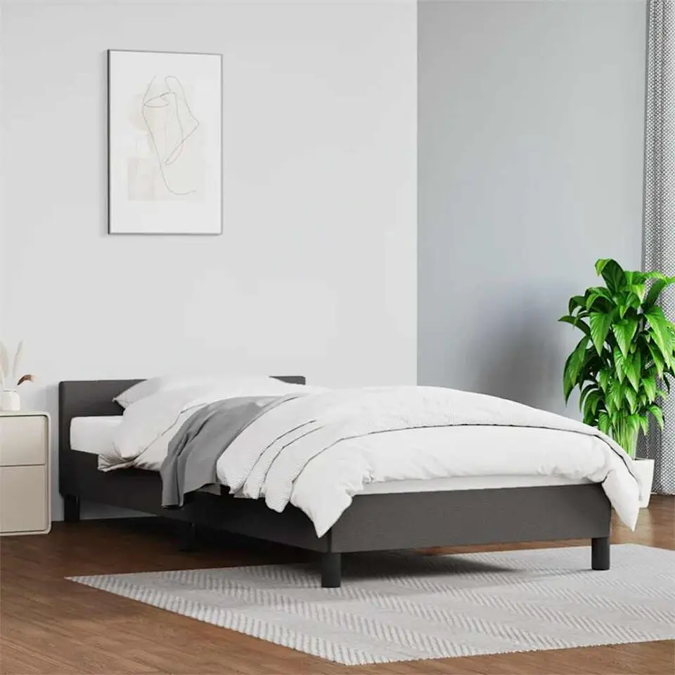 vidaXL - Eenpersoonsbed met hoofdeinde zonder matras - Grijs - 90x200 cm