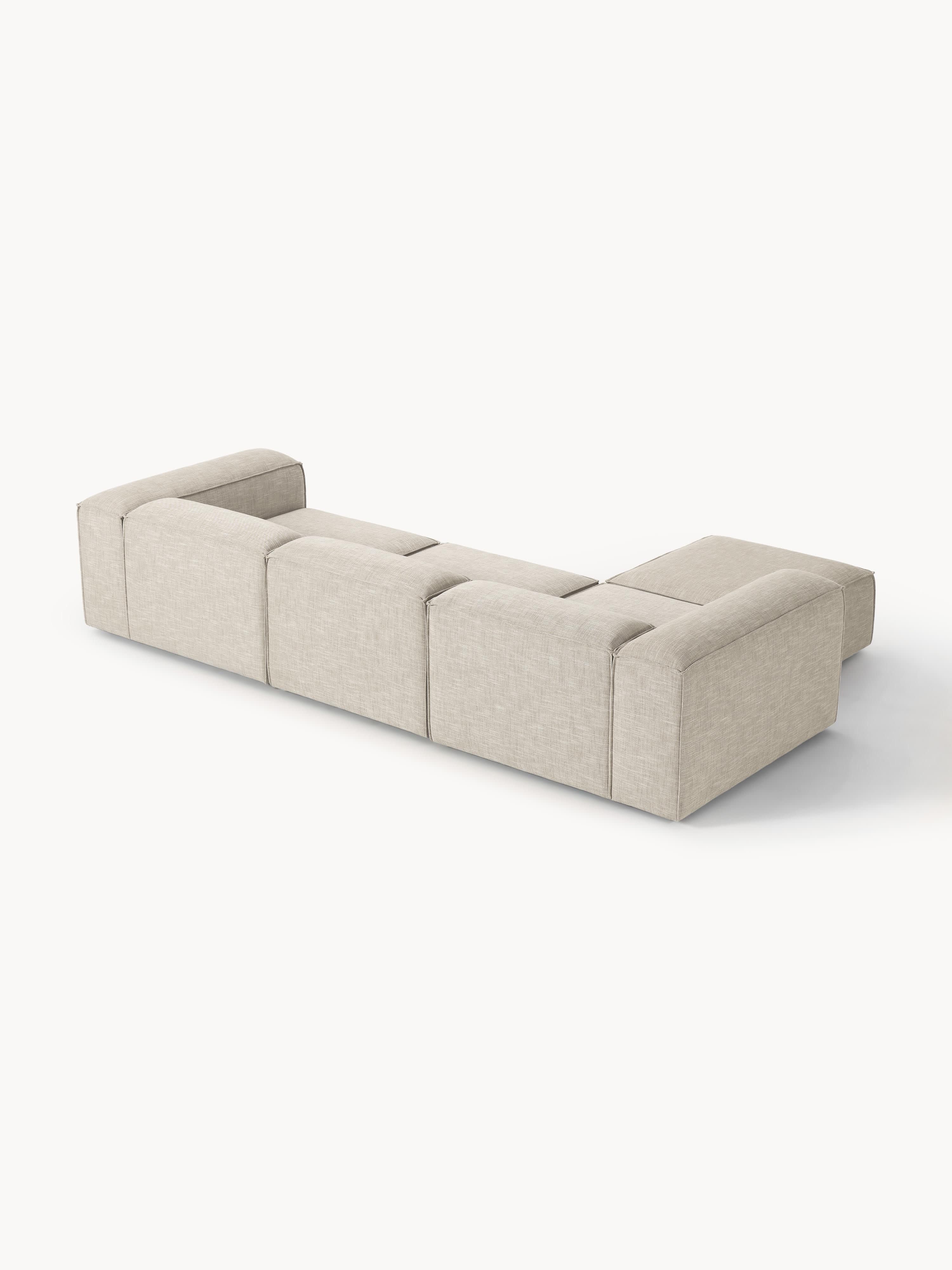 Modulaire bank Lennon (4-zits) van linnenmix met poef (links/rechts)