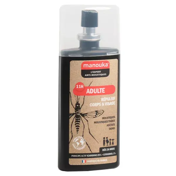 Loção repelente de mosquitos Manouka para rosto e corpo (adultos) 75ml