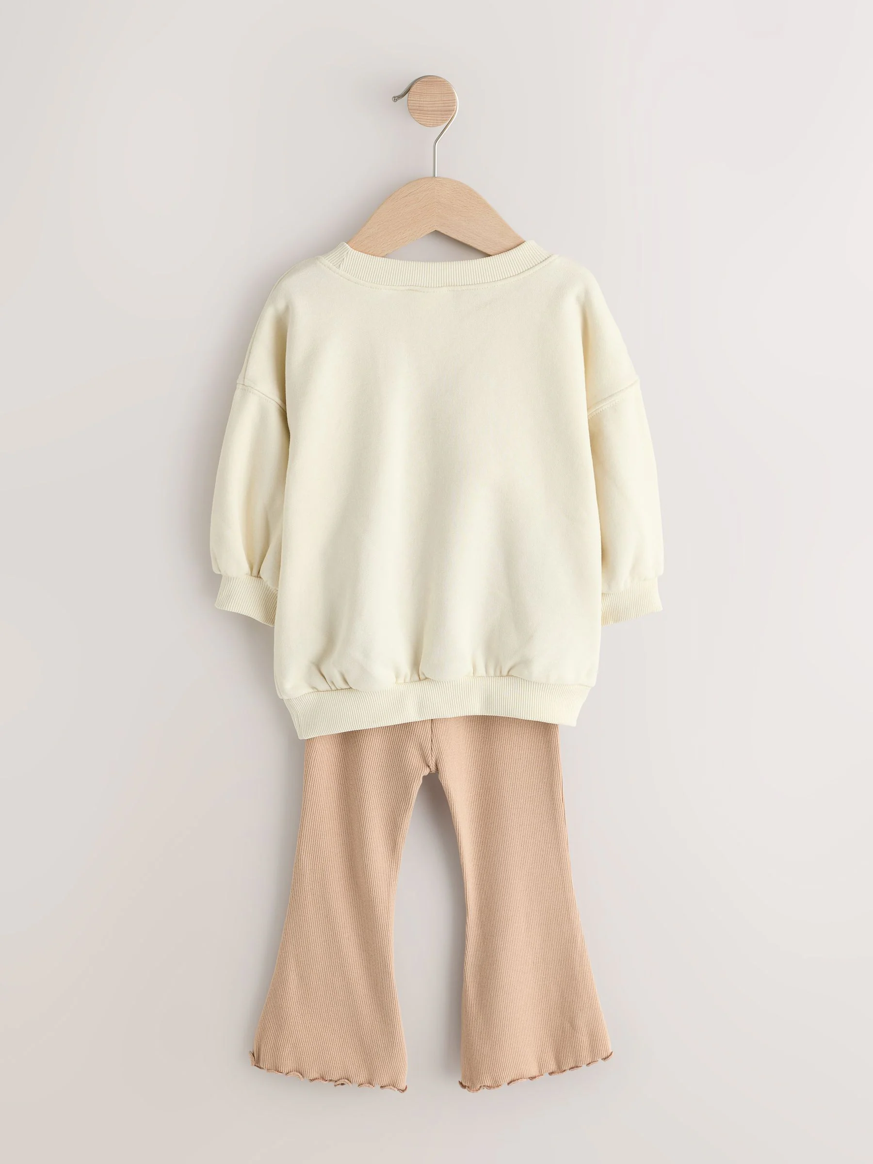 Crème - Set van sweatshirt met strik en uitlopende legging (3mnd-7jr)
