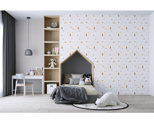 Vliesbehang 38119-1 Little Love bosdieren beige