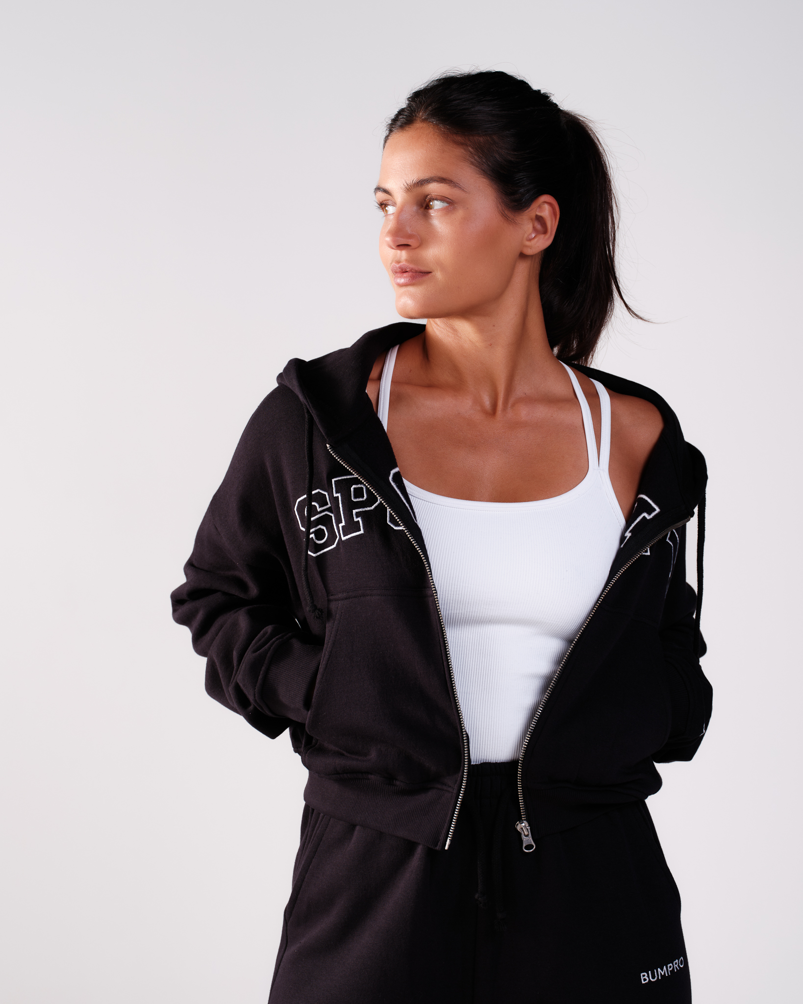 Bumpro Cropped Zip Hoodie Black\Sporty