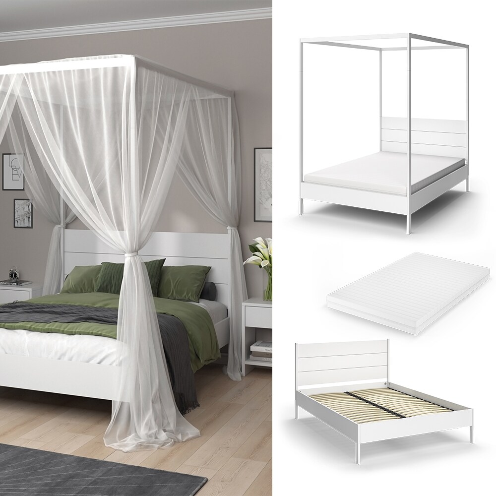 Vitalispa Schlafzimmerbett Lotti Weiß 145 x 210 cm mit Matratze