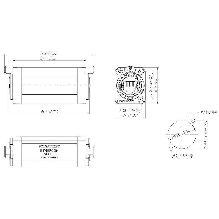 Neutrik NE8FF etherCON koppelbus female
