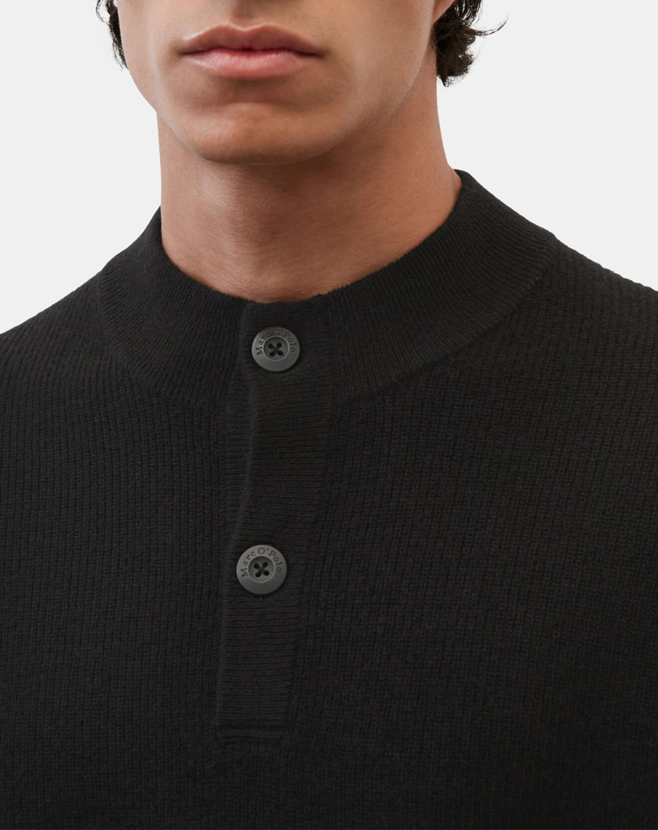 Marc O'Polo Pull en Laine & Coton à boutons noir
